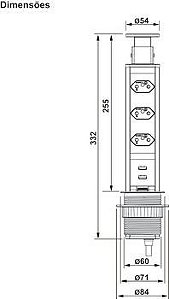 TORRE DE TOMADAS POWERDOCK H4 PLUG BRANCA 3 TOMADAS E 2 USB