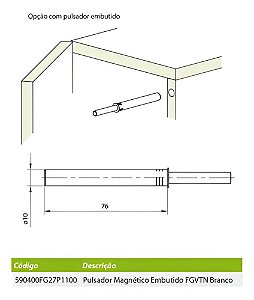 PULSADOR MAGNETICO EMBUTIDO BRANCO FGVTN