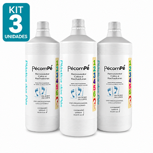Kit 3 Pécompé Removedor de Calos e Rachaduras 1000ml Profissional