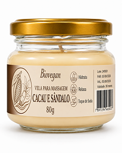Vela para Massagem Cacau & Sândalo 80g Acolhedor | Óleo Corporal Hidratante | Aromaterapia | SPA