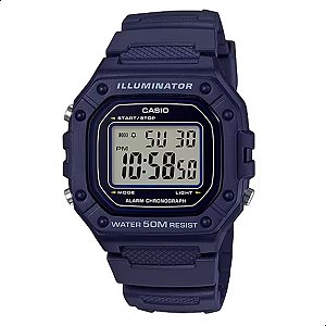 Relógio de Pulso Casio Masculino Digital Azul Standard W-218H-2AVDF