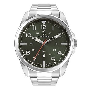 Relógio de Pulso Masculino Technos Analógico Prata Com Calendário 2115MYS/1V
