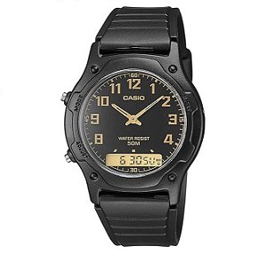 Relógio de Pulso Masculino Casio Anadigi Preto AW-49H-1BVDF