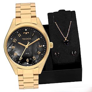 Relógio Technos Feminino Boutique Dourado 2036MLWS/4P Colar e Brincos