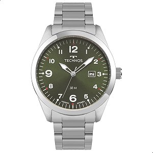 Relógio Masculino Technos Verde Prata Analógico Calendário 2115TYR/1V