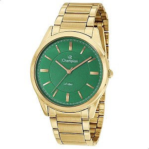 Relógio de Pulso Masculino Dourado Verde Champion Slim Analógico CN21050G