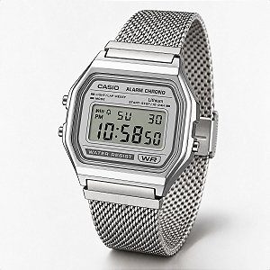 Relógio Casio Vintage Digital Mesh Cinza Unissex A158WEM-7DF
