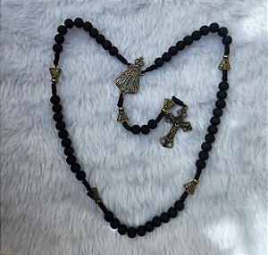Terço católico luxo Preto fosco 8mm Masculino Nossa Senhora Aparecida