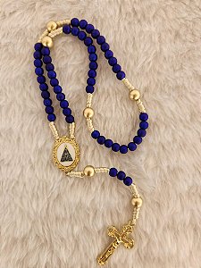 Terço catolico Fio de seda azul Nossa senhora Aparecida