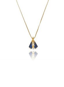Pingente Nossa Senhora Dupla Face com Zircônia Branca e Azul Tamanho Pequeno