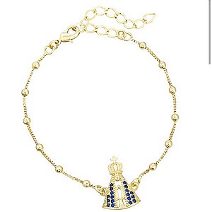 Pulseira feminina Nossa Senhora Aparecida banhada a ouro 18 k com 10 milésimos.