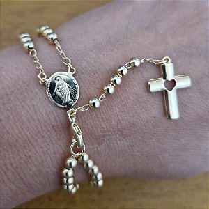 Pulseira Terço Dupla Nossa Senhora das Graças Lisa ou Pérolas