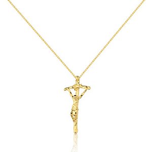 Crucifixo Papa João Paulo II banho de ouro amarelo