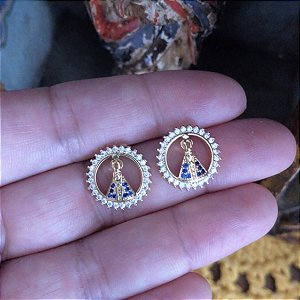 Brinco Redondo Nossa Senhora Aparecida Manto Azul