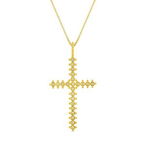 Pingente Cruz Feminina Cravada com zirconias brancas.