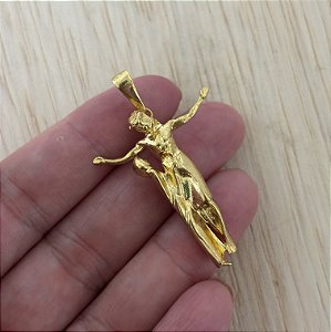 Pingente Cristo e Nossa Senhora banho de ouro amarelo