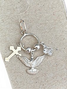 Pingente Cruz e Espírito Santo Prata 925