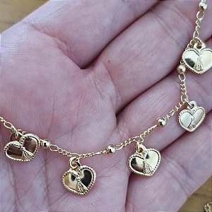 Pulseira Coração Nossa Senhora Aparecida banhada a ouro amarelo