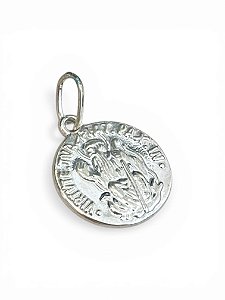 Pingente redondo São Bento sentado Prata 925