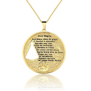 Pingente Ave Maria Banhado a Ouro Amarelo