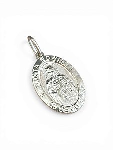 Pingente Santa Edwirges oval, material prata 925.