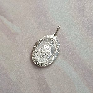 Pingente Santa Edwirges oval, material prata 925.