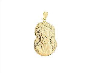 Pingente Sagrada Face Banho de Ouro Amarelo corrente masculina
