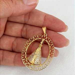 Pingente Nossa Senhora Aparecida Banho de Ouro