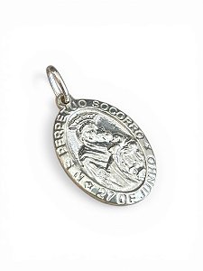 Pingente Nossa Senhora Perpétuo Socorro oval, material prata 925.