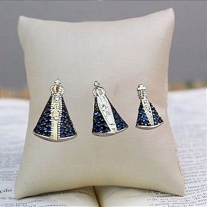 Pingente Nossa Senhora Aparecida Pequeno com manto zircônia azul