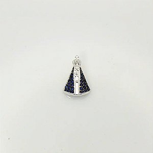 Pingente Nossa Senhora Aparecida Médio com manto zircônia azul
