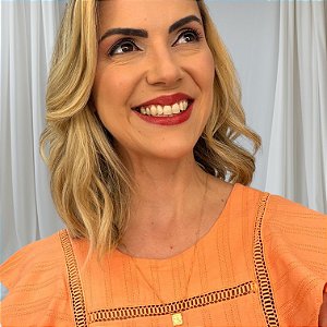 Escapulário Sagrado Coração Jesus e Nossa Senhora Aparecida banho de ouro amarelo