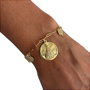 Pulseira Com Corações E Medalha Nossa senhora Aparecida