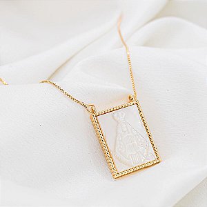 Colar Madrepérola Nossa Senhora Aparecida modelo Retangular