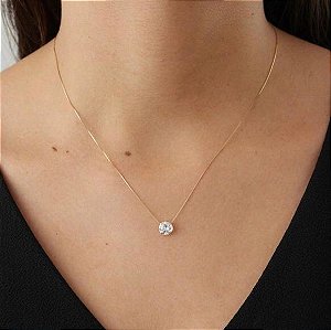 Colar Pingente Ponto de Luz corrente veneziana 45 cm