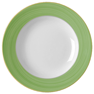 JOGO 4 PRATOS - PRATO PÃO - 15 CM - PORCELANA - REDONDO RASO - LINHA BAHAMAS DECORAÇÃO BORDA VERDE
