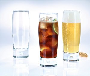 JOGO 6 COPOS VIDRO LONGDRINK / CERVEJA - 156 H X 56 / 63 DIAM MM - 290 ML - LINHA BUBBLE
