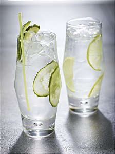 JOGO 6 COPOS VIDRO LONGDRINK / SUCO/ CERVEJA  - 140 H X 53 / 66 DIAM MM - 270 ML - LINHA BREK
