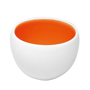 MINI POTE PORCELANA REDONDA FUNDA 2 CORES LARANJA / BRANCO 7,5 X 6,0 CM H - 180 ML - LINHA SAMBA