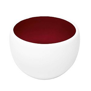 MINI POTE PORCELANA REDONDA FUNDA 2 CORES MAGENTA / BRANCO 7,5 X 6,0 CM H  - 180 ML - LINHA SAMBA