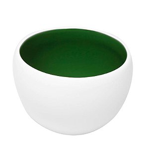 MINI POTE PORCELANA REDONDA FUNDA EM 2 CORES VERDE  / BRANCO 7,5 X 6,0 CM H - 180 ML - LINHA SAMBA