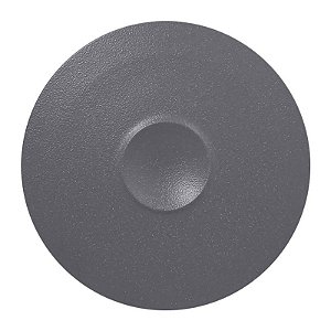 PRATO PORCELANA REDONDO COM RECESSO NO CENTRO - 30 CM - COR CINZA FOSCA - LINHA NEO FUSION