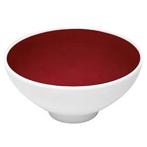 TIGELA PORCELANA COM PÉ EM 2 CORES MAGENTA / BRANCA - 12 X 6 CM H - 280 ML - LINHA SAMBA