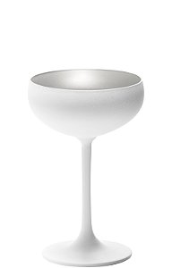UNIDADE TAÇA CRISTAL COUPE COR BRANCA e PRATA FOSCO COQUETEL / CHAMPAGNE - 147 H MM - 230 ML - LINHA JIVE