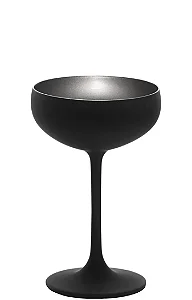 UNIDADE TAÇA CRISTAL COUPE COQUETEL / CHAMPAGNE - 147 H X 95 DIAM MM - 230 ML - COR PRETO e PRATA FOSCO
