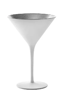 UNIDADE TAÇA CRISTAL MARTINI / COQUETEL - 172 H X 116 DIAM MM - 240 ML - PRATA e BRANCO FOSCO