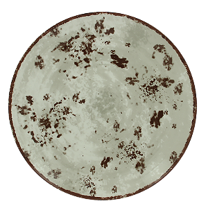 PRATO PORCELANA REDONDO  RASO SEM BORDA EM TONS BEGE / MARROM - 27 CM -  LINHA PEPPERY