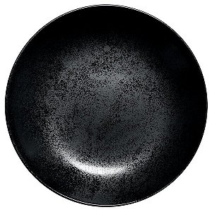JG/ 2 PRATOS PORCELANA REDONDO FUNDO SEM BORDA - 22,2 CM DIAM X 4 CM H - 700 ML - COR PRETO - LINHA KARBON