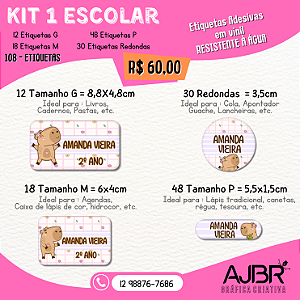 KIT ESCOLAR 01 - 108 ADESIVOS VINIL