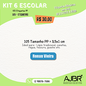 KIT ESCOLAR 06 - 105 ADESIVOS VINIL